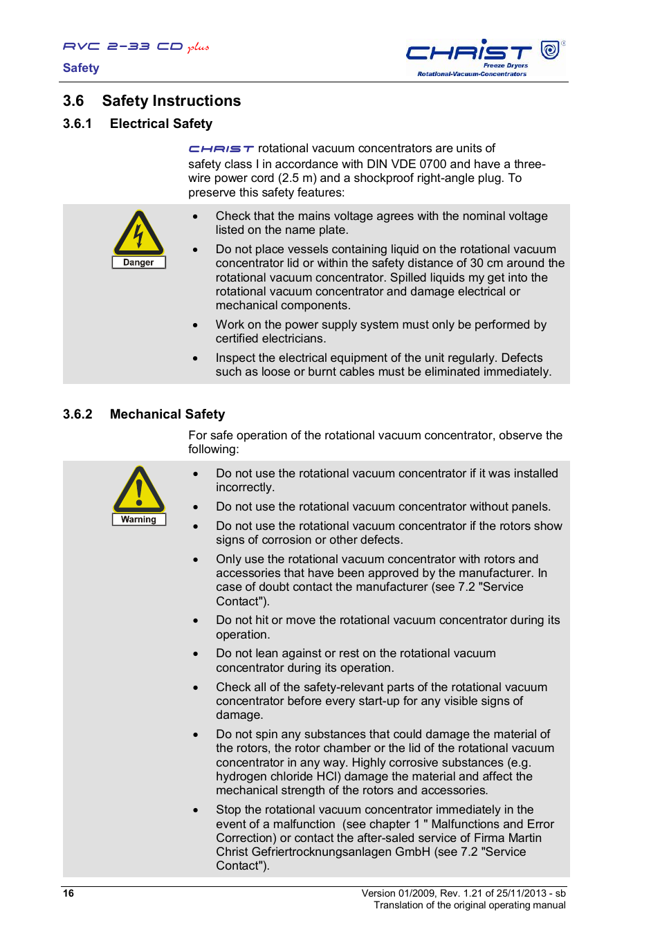 6 safety instructions | Martin Christ RVC 2-33 CDplus User Manual | Page 16 / 84