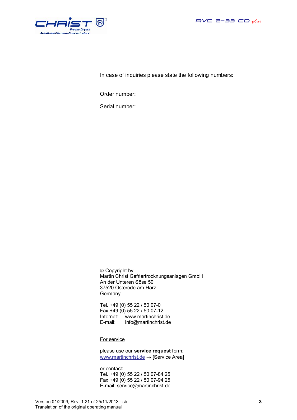 Martin Christ RVC 2-33 CDplus User Manual | Page 3 / 84