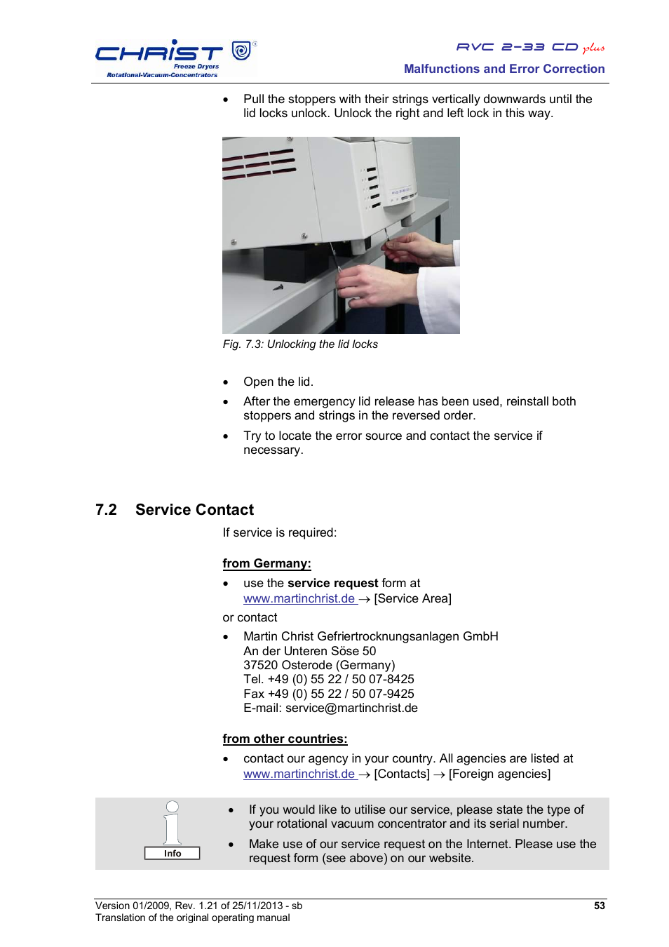2 service contact | Martin Christ RVC 2-33 CDplus User Manual | Page 53 / 84