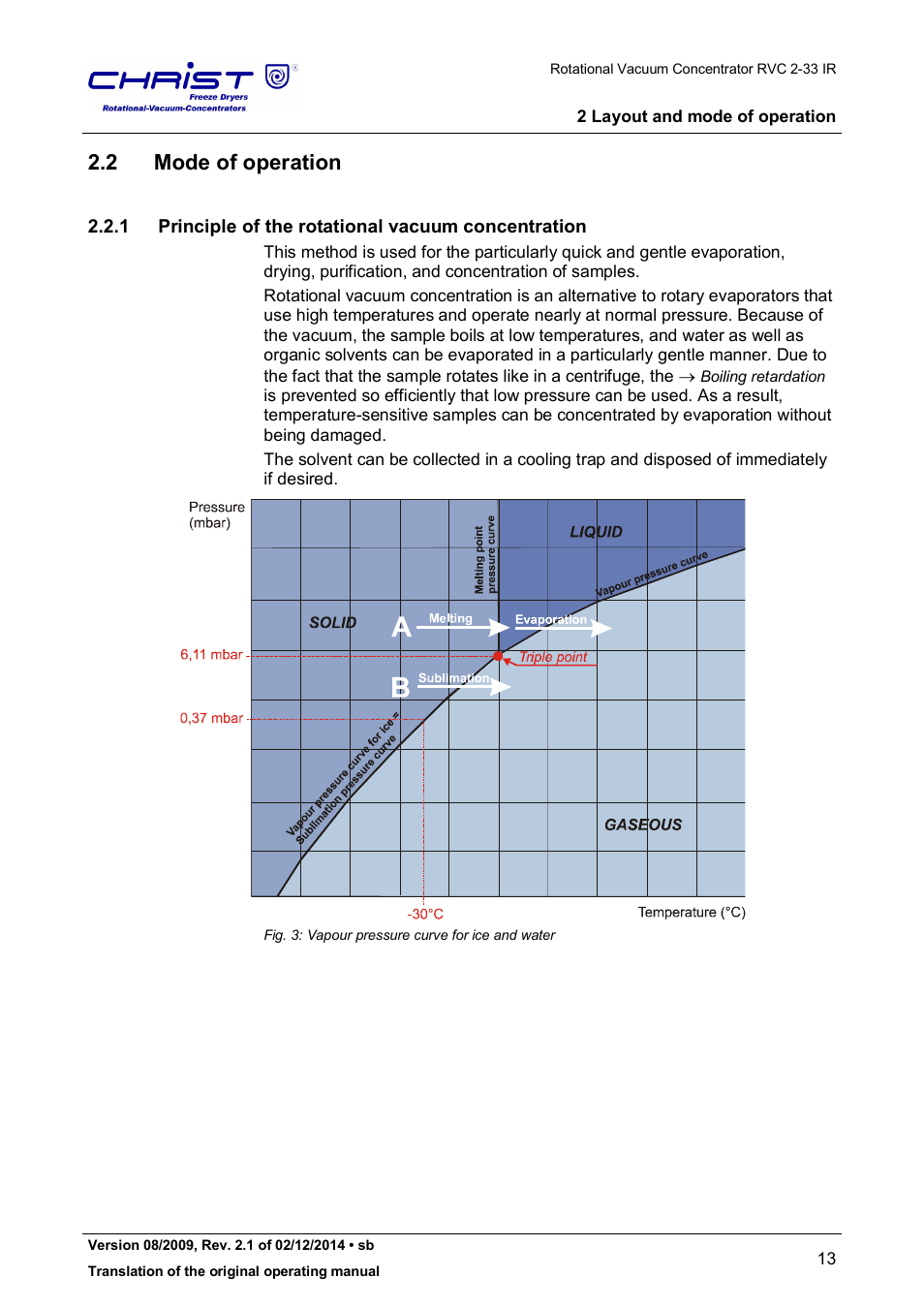 2 mode of operation, 1 principle of the rotational vacuum concentration | Martin Christ RVC 2-33 CDplus User Manual | Page 13 / 98