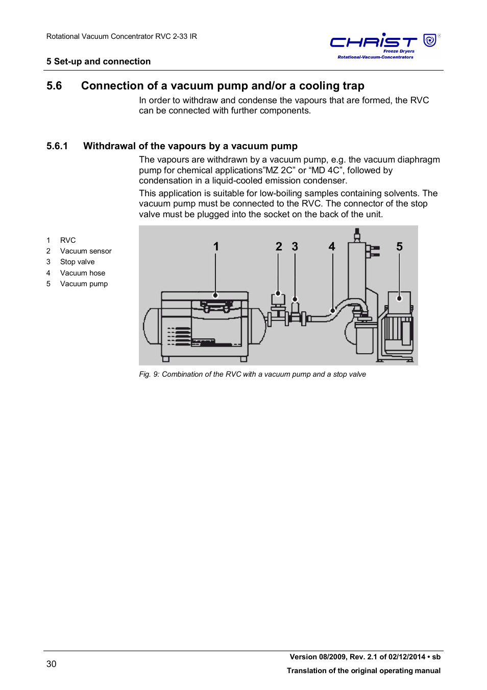 1 withdrawal of the vapours by a vacuum pump | Martin Christ RVC 2-33 CDplus User Manual | Page 30 / 98