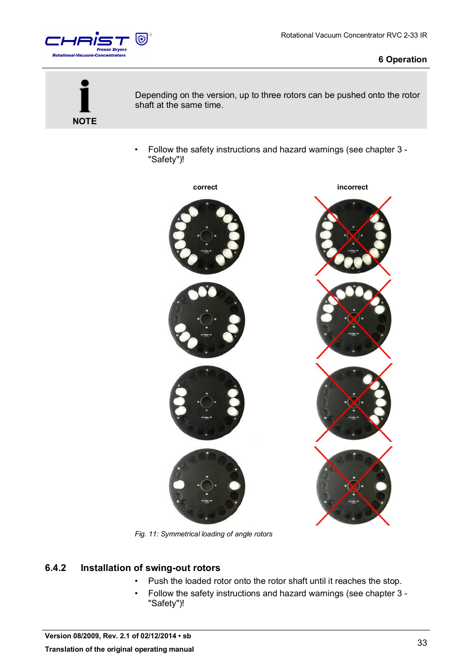 2 installation of swing-out rotors | Martin Christ RVC 2-33 CDplus User Manual | Page 33 / 98