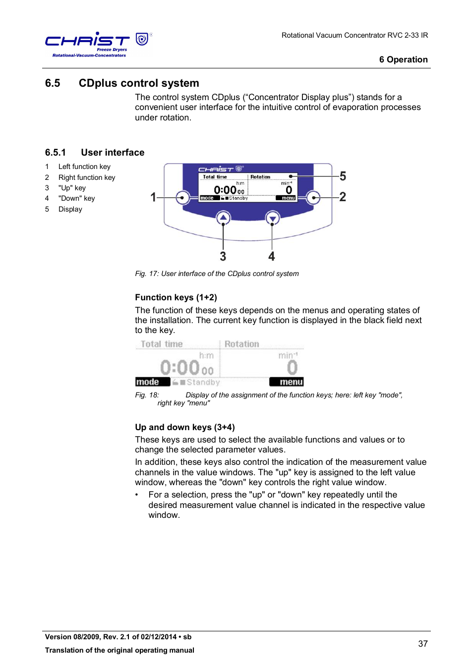 5 cdplus control system, 1 user interface | Martin Christ RVC 2-33 CDplus User Manual | Page 37 / 98