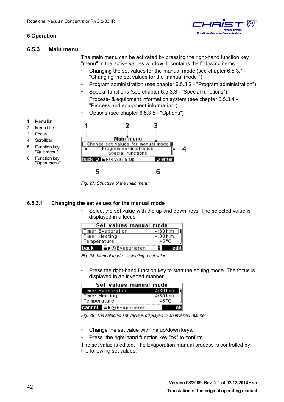 3 main menu | Martin Christ RVC 2-33 CDplus User Manual | Page 42 / 98