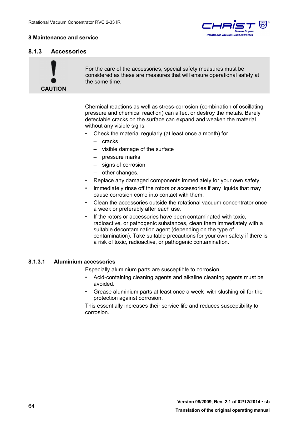 3 accessories | Martin Christ RVC 2-33 CDplus User Manual | Page 64 / 98