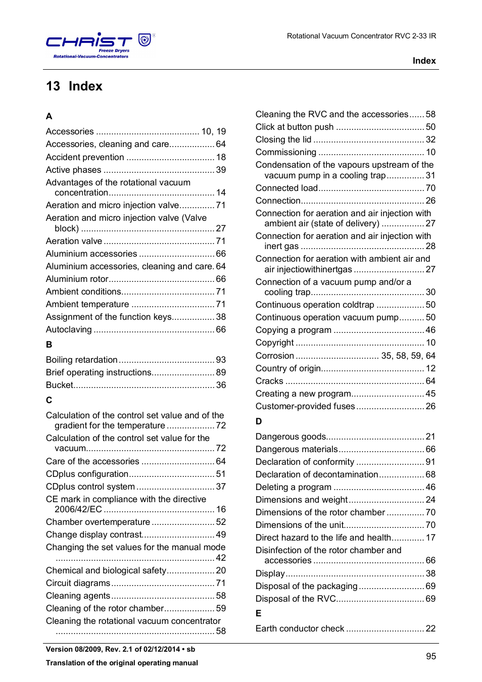 13 index | Martin Christ RVC 2-33 CDplus User Manual | Page 95 / 98