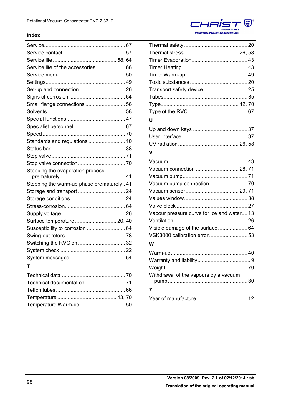 Martin Christ RVC 2-33 CDplus User Manual | Page 98 / 98