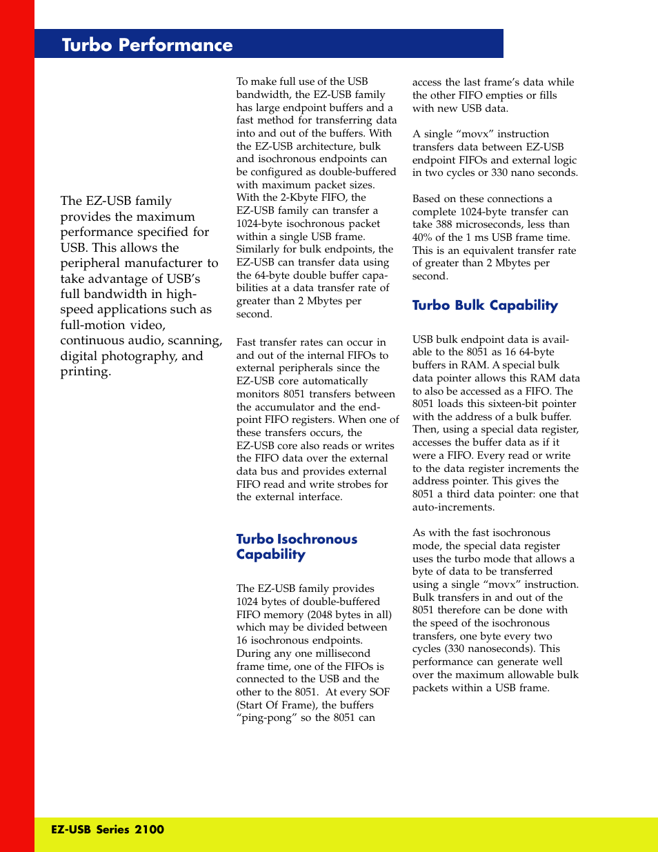 Turbo performance | Cypress EZ-USB Series 2100 User Manual | Page 8 / 16
