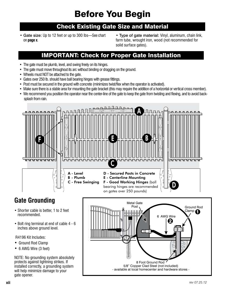 Before you begin, Gate grounding | Mighty Mule FM200 User Manual | Page 14 / 36