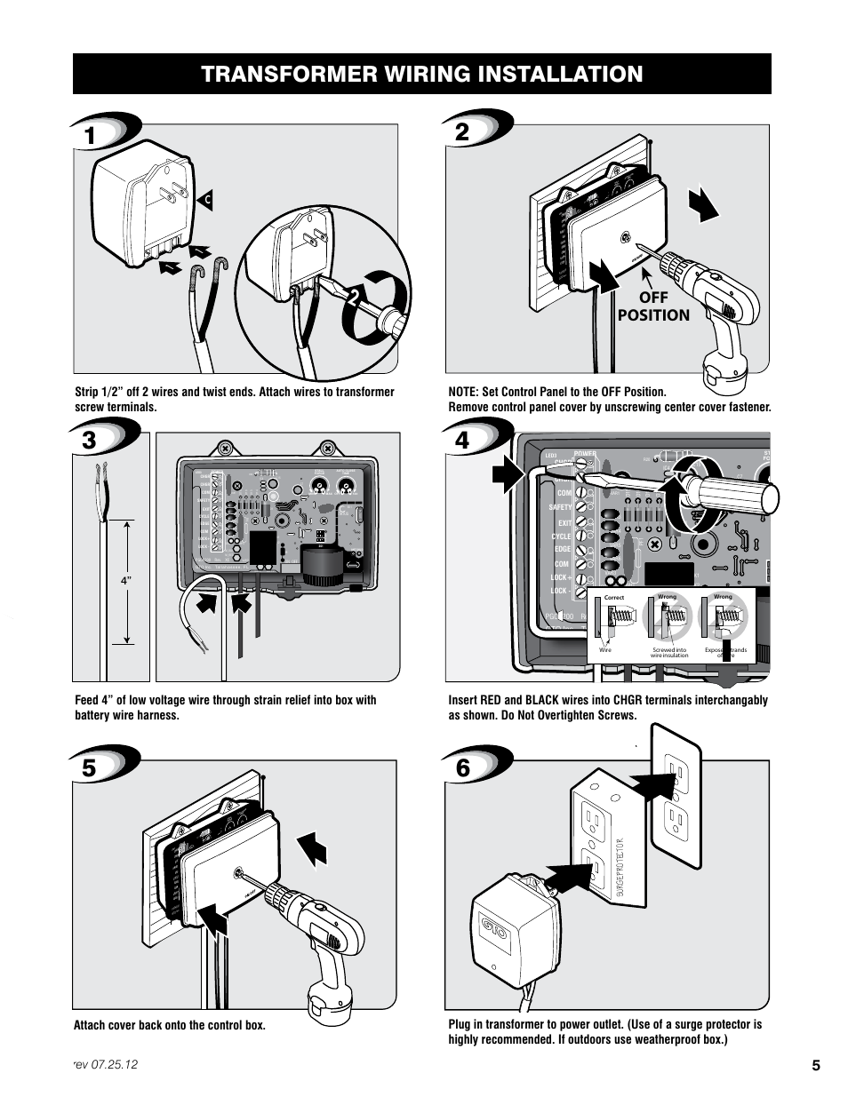 Transformer wiring installation, Off position, 06 a vr-isp | D15 r20, Var1 | Mighty Mule FM200 User Manual | Page 21 / 36
