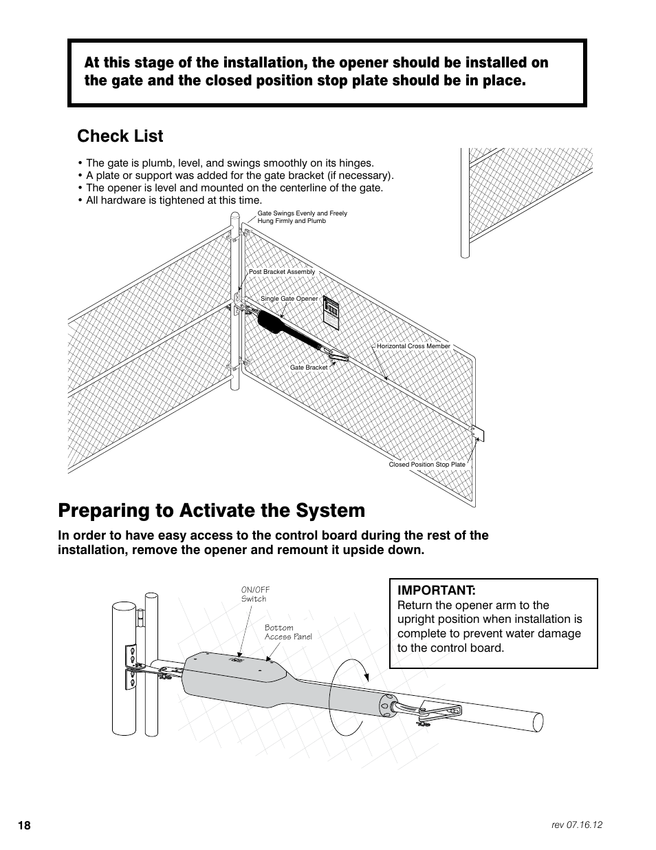 Preparing to activate the system, Check list, Important | Mighty Mule FM350 User Manual | Page 22 / 44