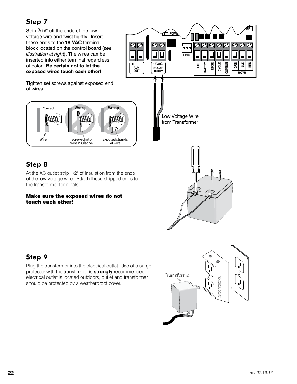 Step 9, Step 8, Step 7 | Transformer | Mighty Mule FM350 User Manual | Page 26 / 44