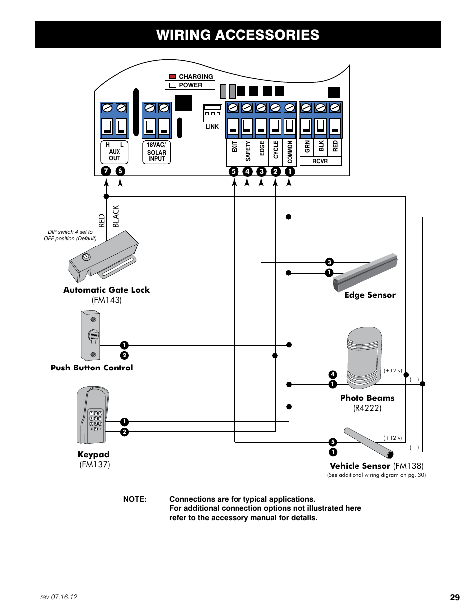 Wiring accessories, Keypad (fm137), Red bl a ck | Mighty Mule FM350 User Manual | Page 33 / 44
