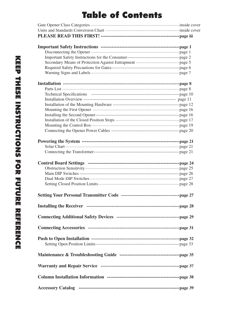 Mighty Mule FM502 Green Board User Manual | Page 3 / 44
