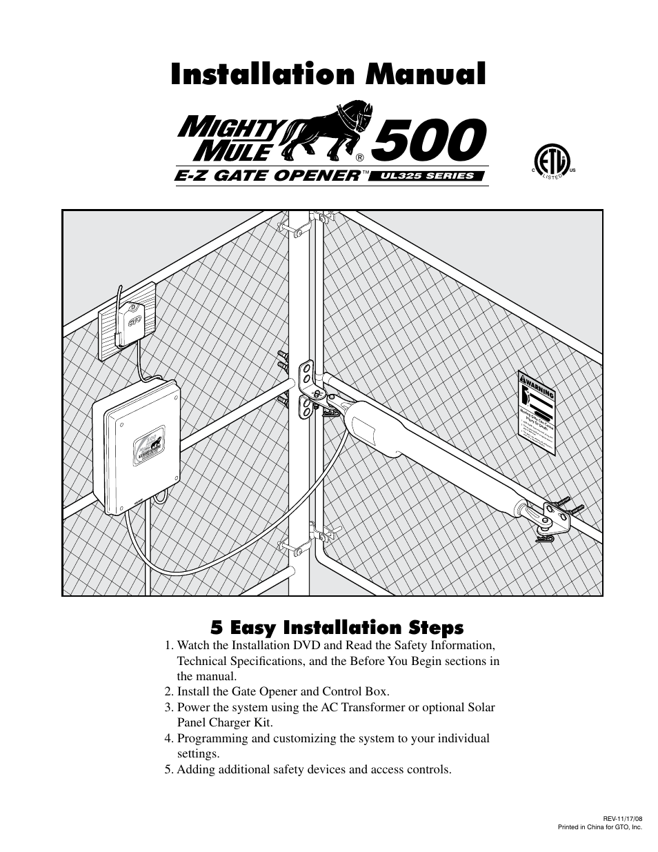 Mighty Mule FM500 Blue Board User Manual | 43 pages