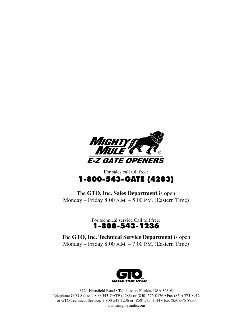 E-z gate openers | Mighty Mule FM500 Blue Board User Manual | Page 43 / 43