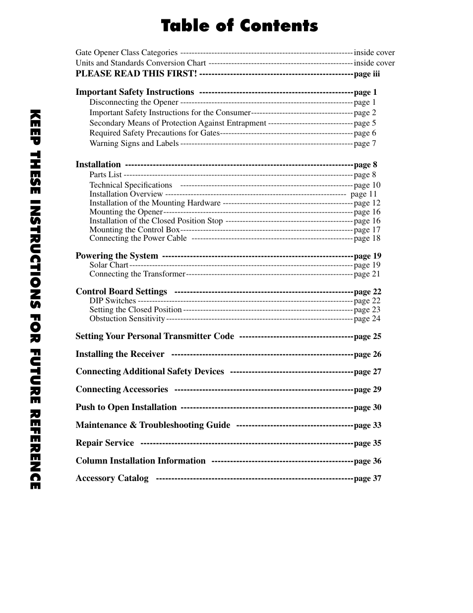Mighty Mule FM500 Green Board User Manual | Page 3 / 42
