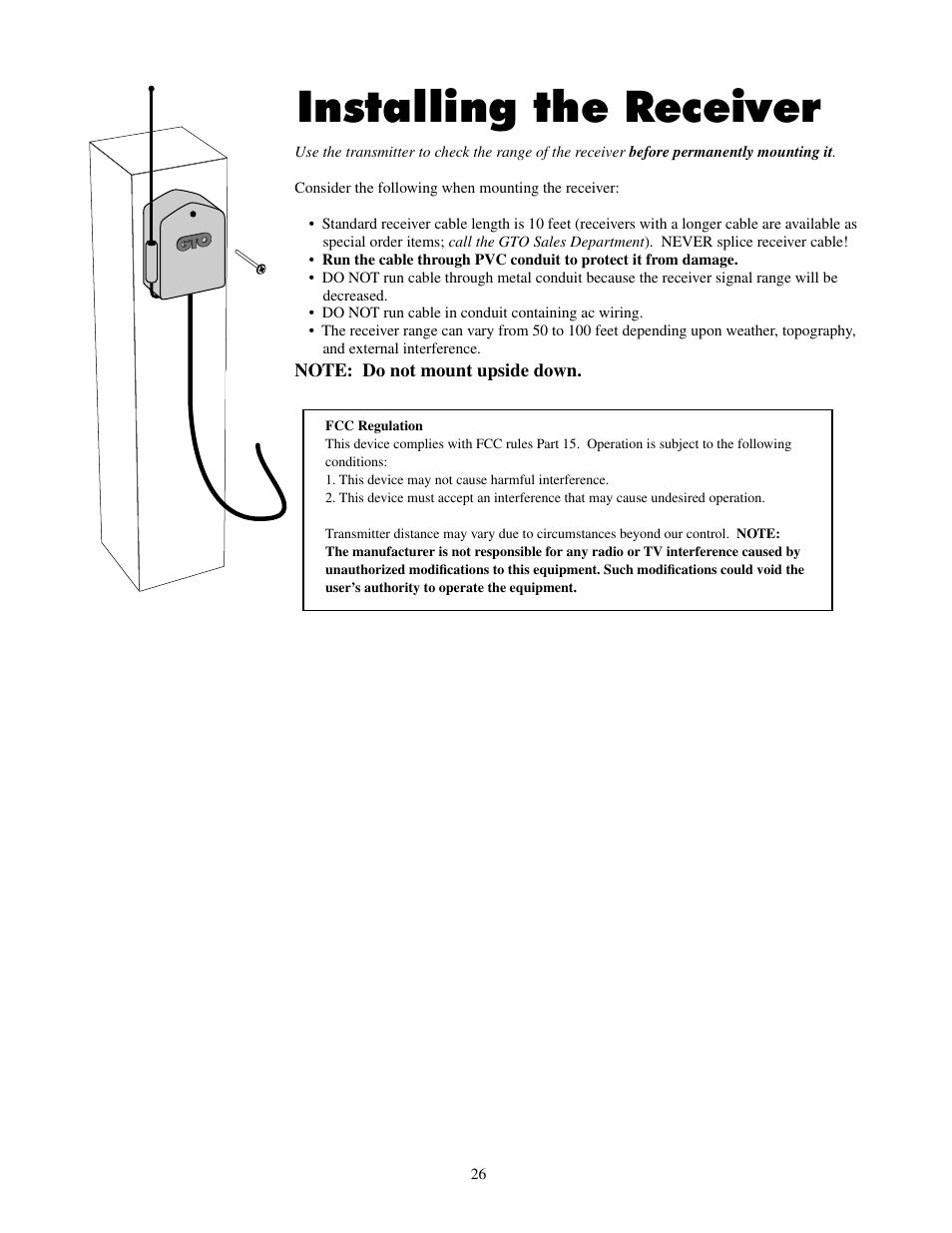Installing the receiver | Mighty Mule FM500 Green Board User Manual | Page 30 / 42