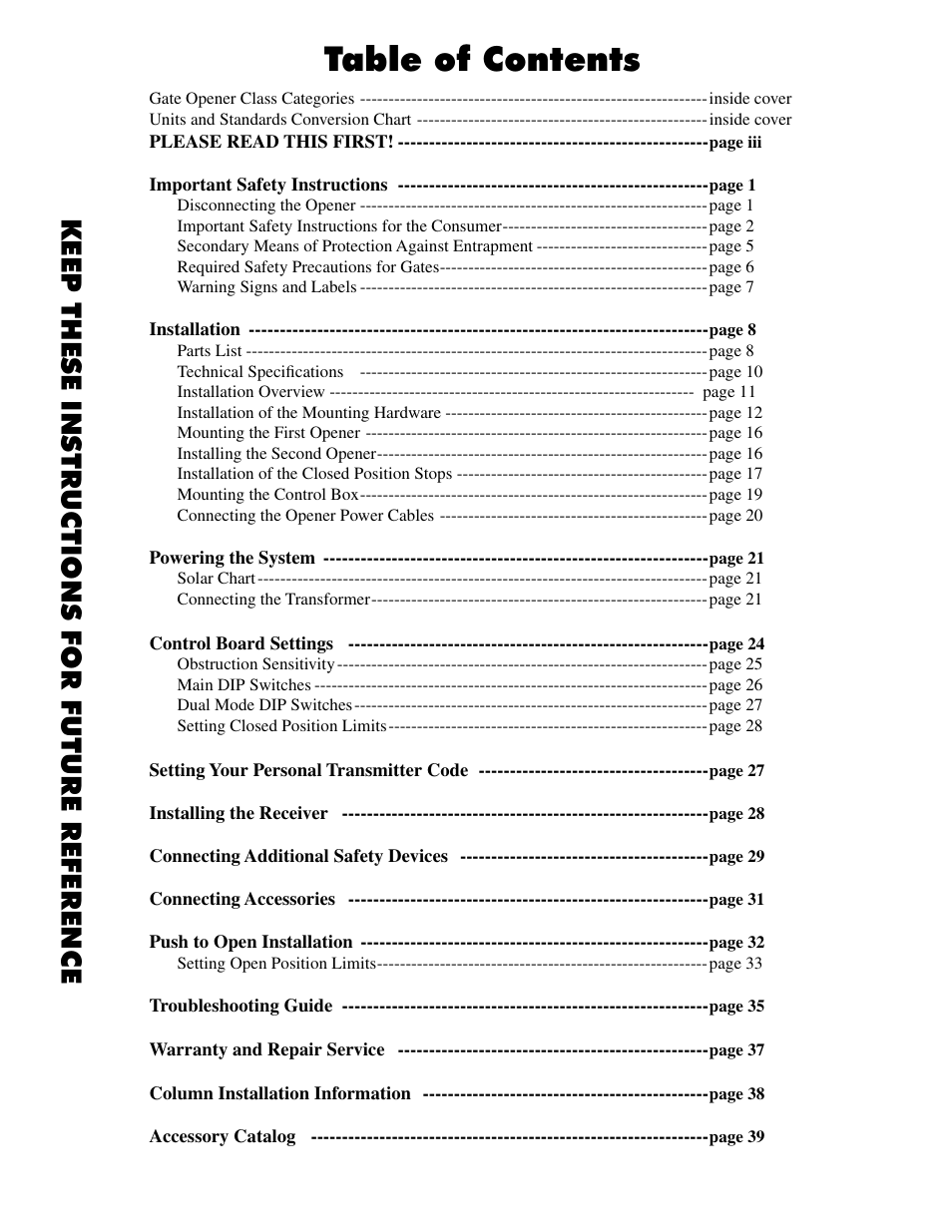 Mighty Mule FM502 Dual Swing - Blue Board User Manual | Page 3 / 44