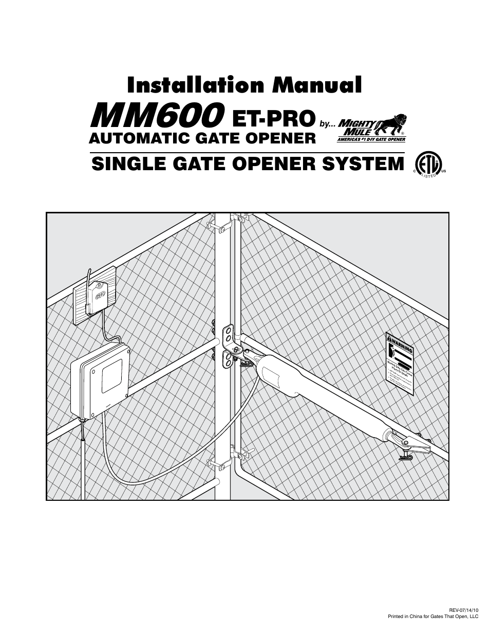 Mighty Mule MM600ET-PRO User Manual | 42 pages