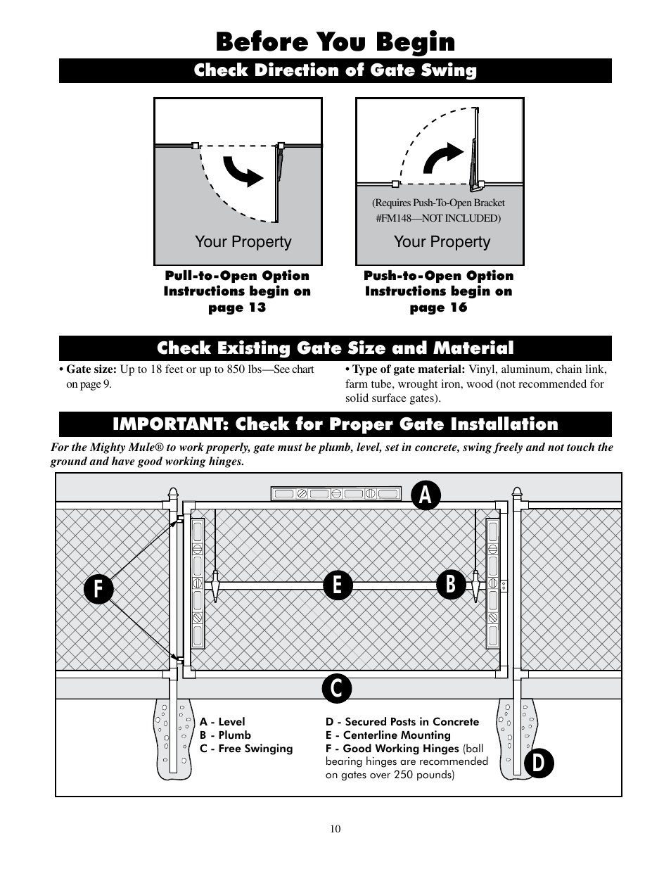 Before you begin | Mighty Mule MM600ET-PRO User Manual | Page 13 / 42