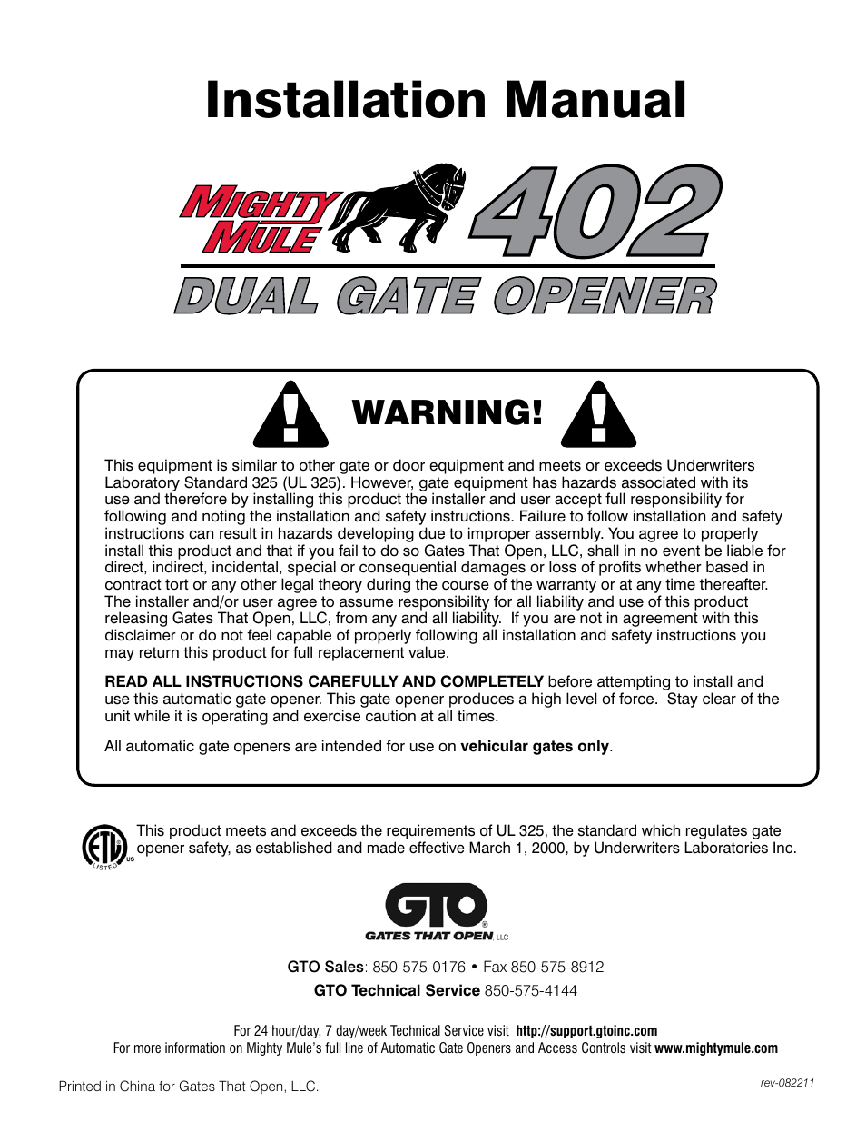 Mighty Mule MM402 User Manual | 36 pages