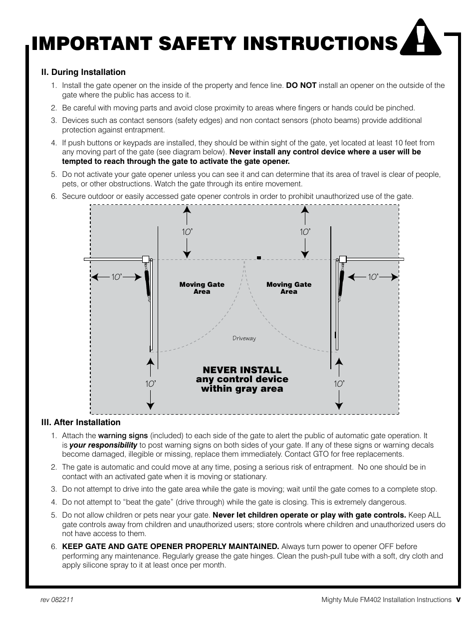 Important safety instructions | Mighty Mule MM402 User Manual | Page 7 / 36