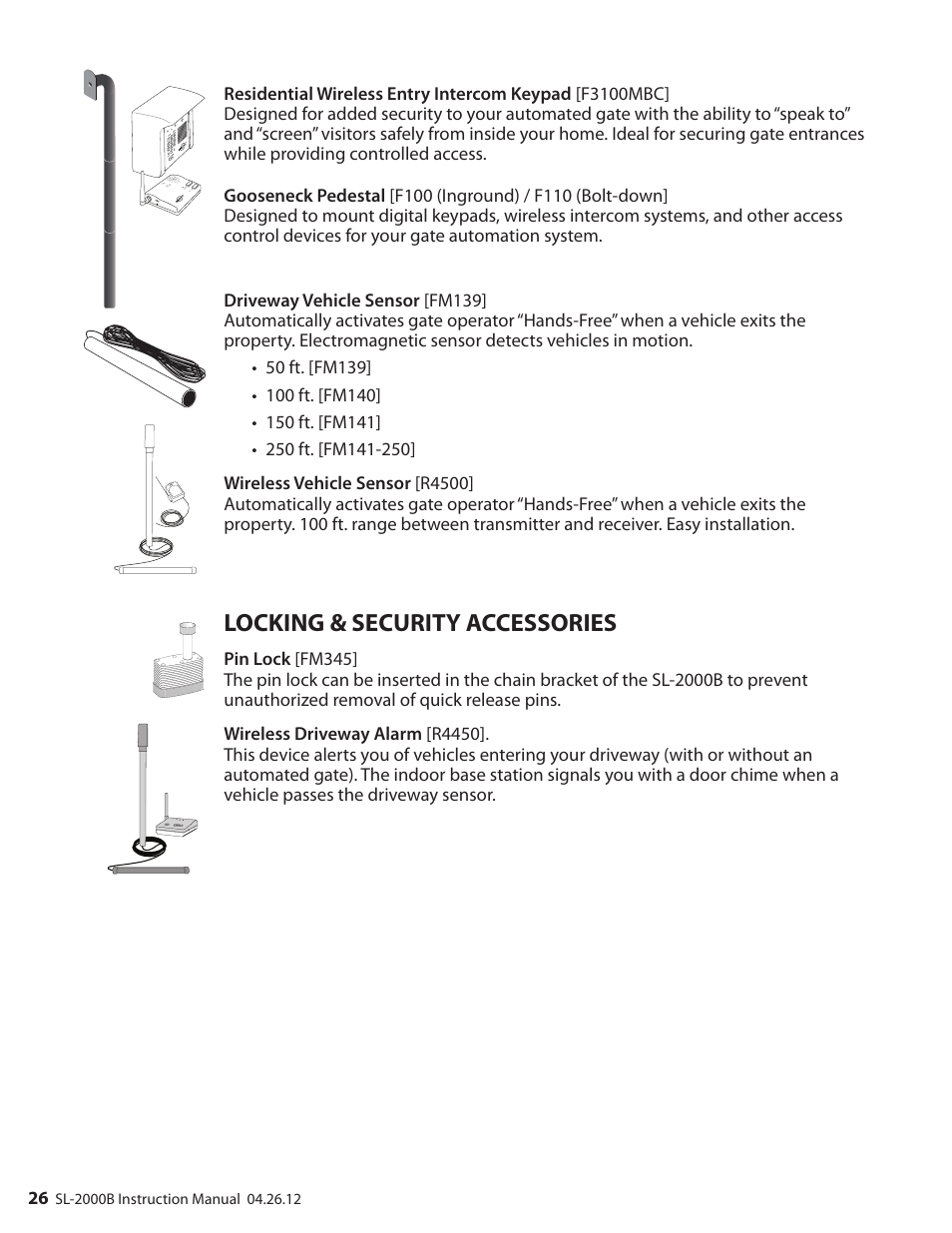Locking & security accessories | Mighty Mule MM-SL2000B User Manual | Page 38 / 40