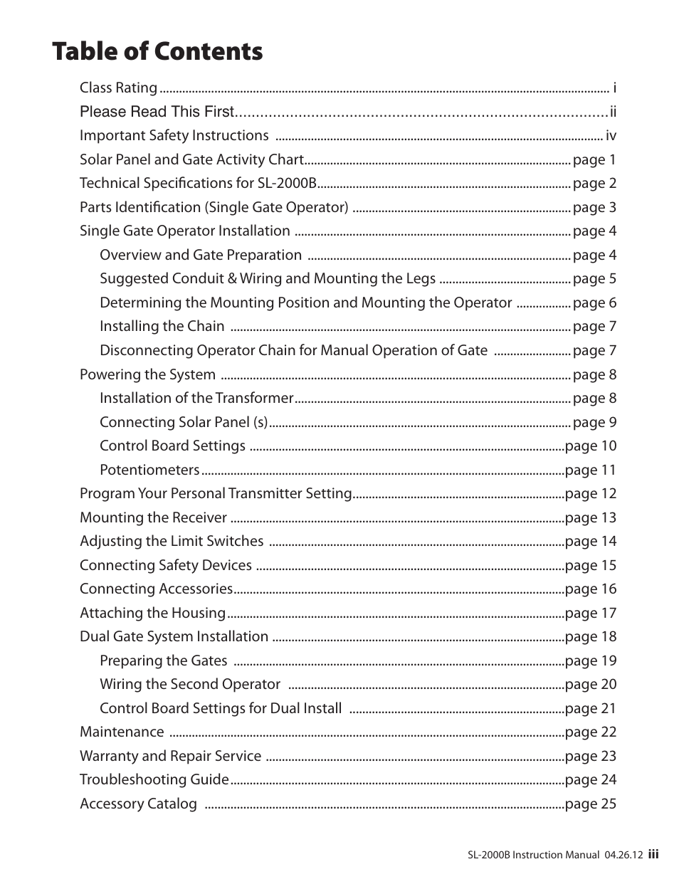 Mighty Mule MM-SL2000B User Manual | Page 5 / 40