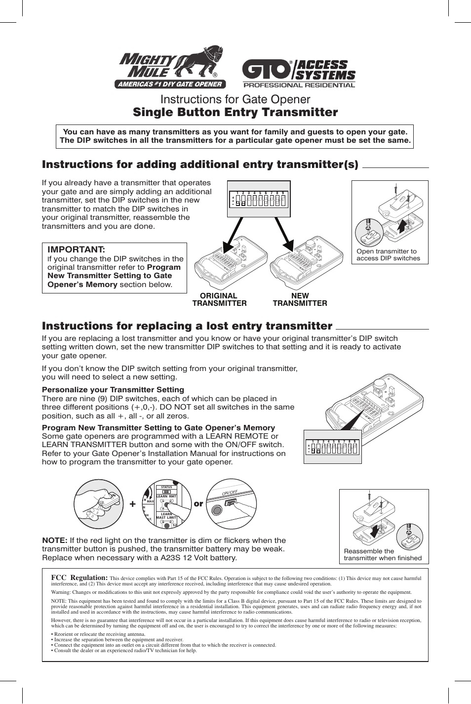 Mighty Mule FM135 User Manual | 2 pages