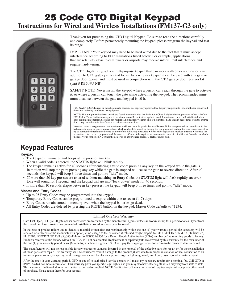 Mighty Mule FM137 User Manual | 8 pages