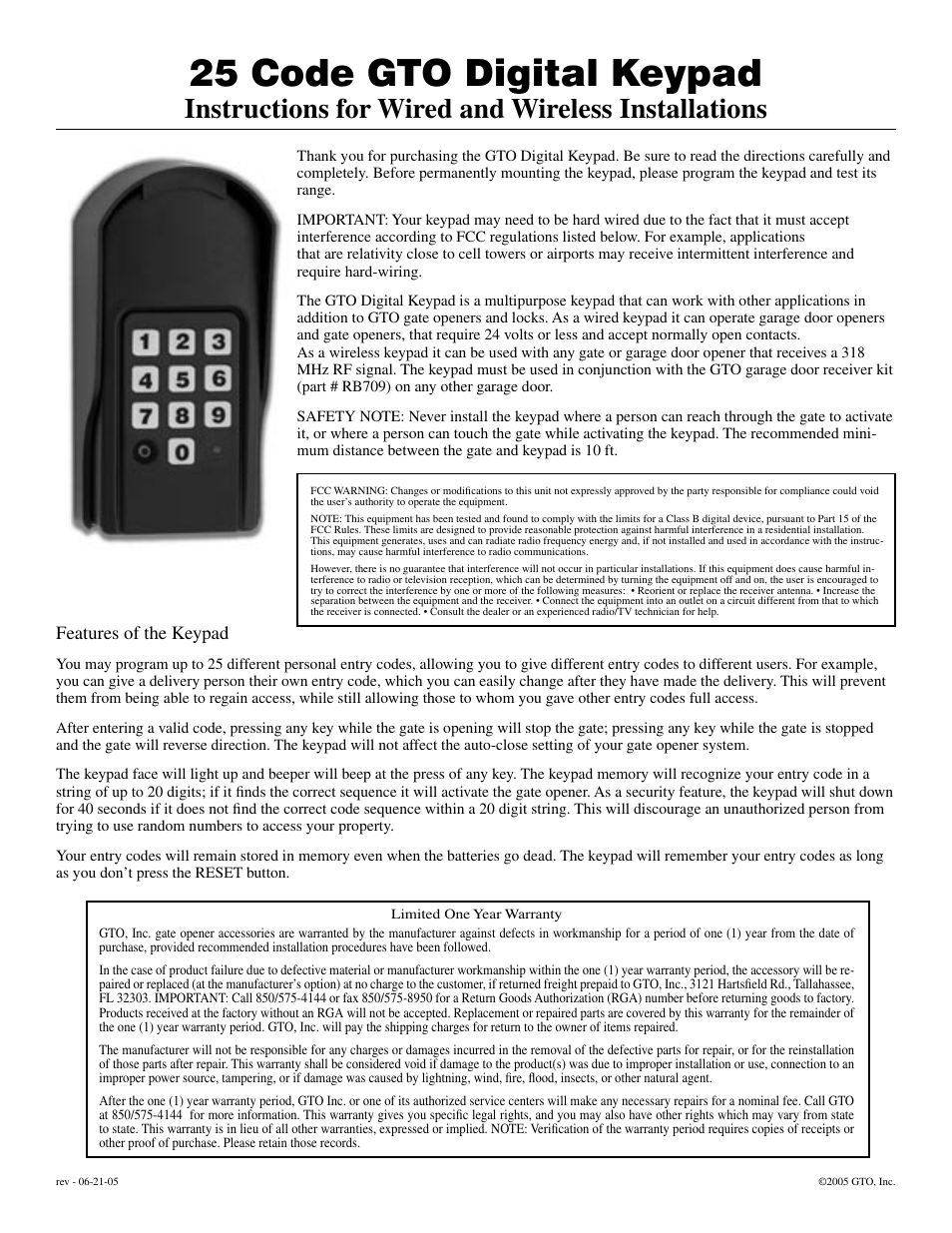 Mighty Mule FM137 User Manual | 5 pages