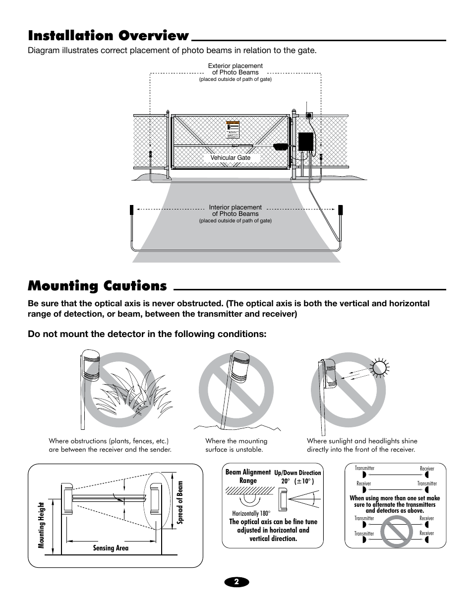 Mounting cautions, Installation overview | Mighty Mule R4222 User Manual | Page 2 / 10