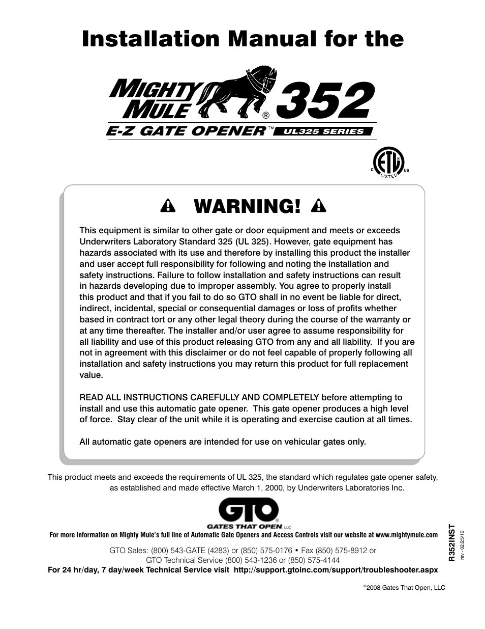 Mighty Mule FM352 User Manual | 48 pages