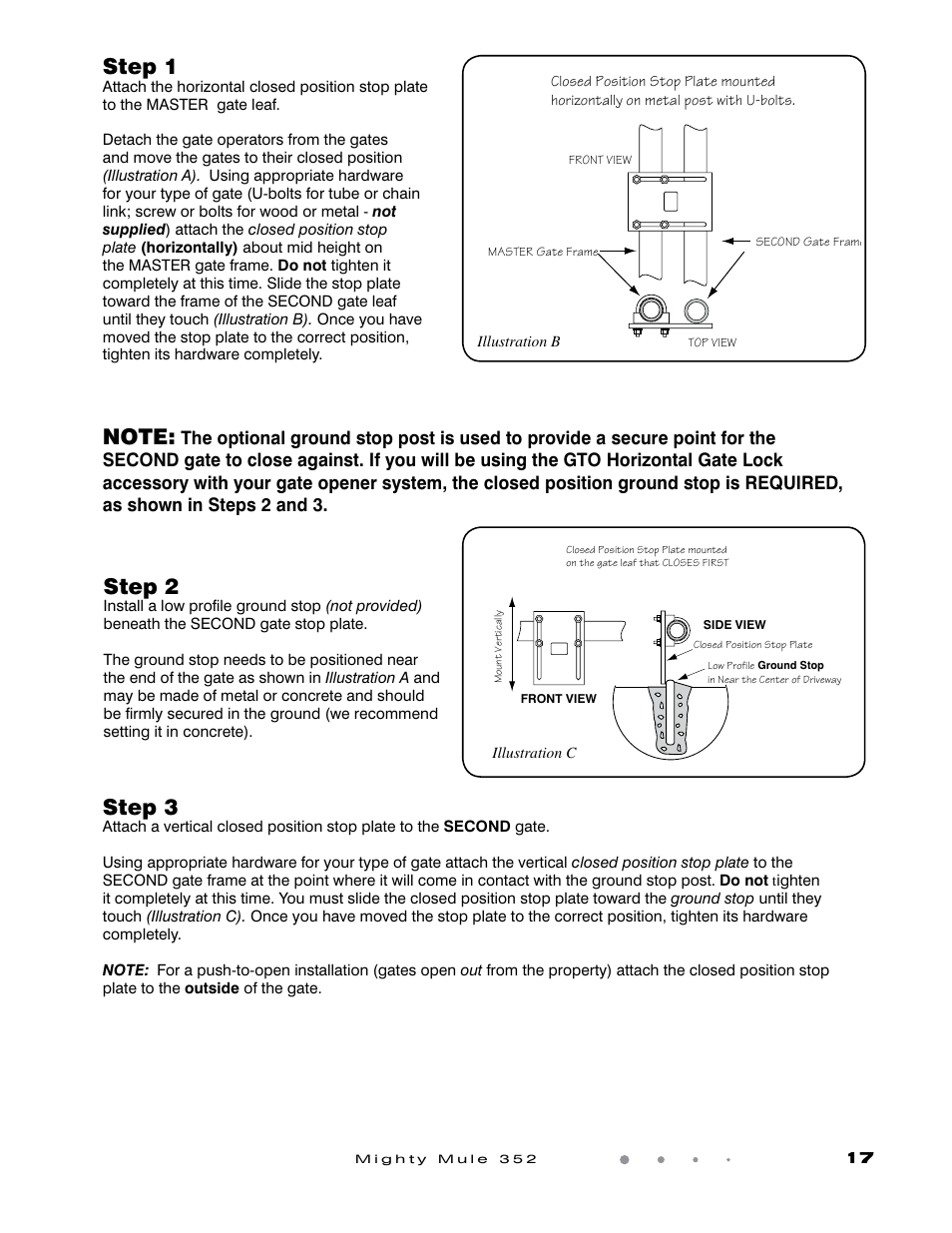 Step 3, Step 1, Step 2 | Mighty Mule FM352 User Manual | Page 21 / 48