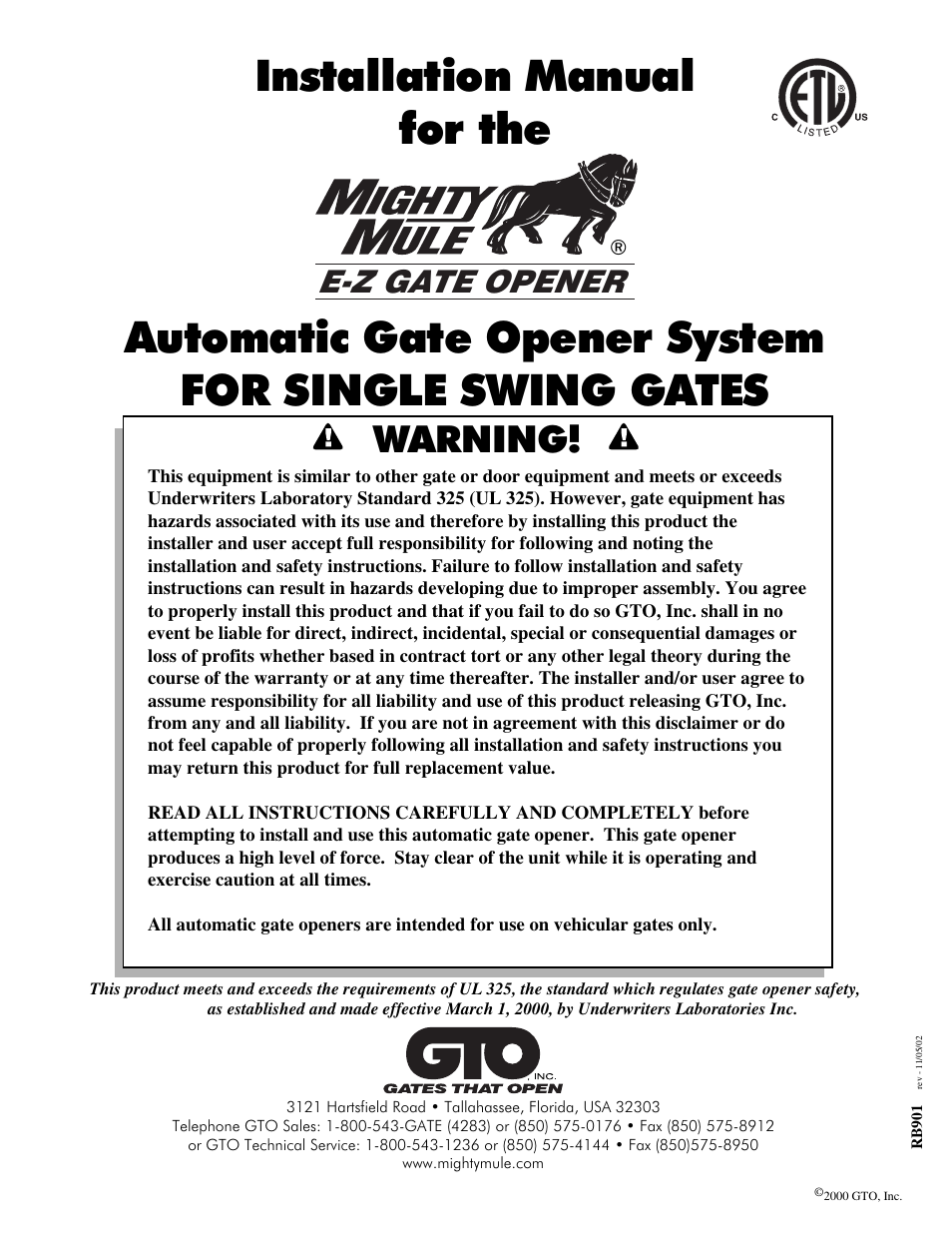 Mighty Mule FM700 User Manual | 42 pages