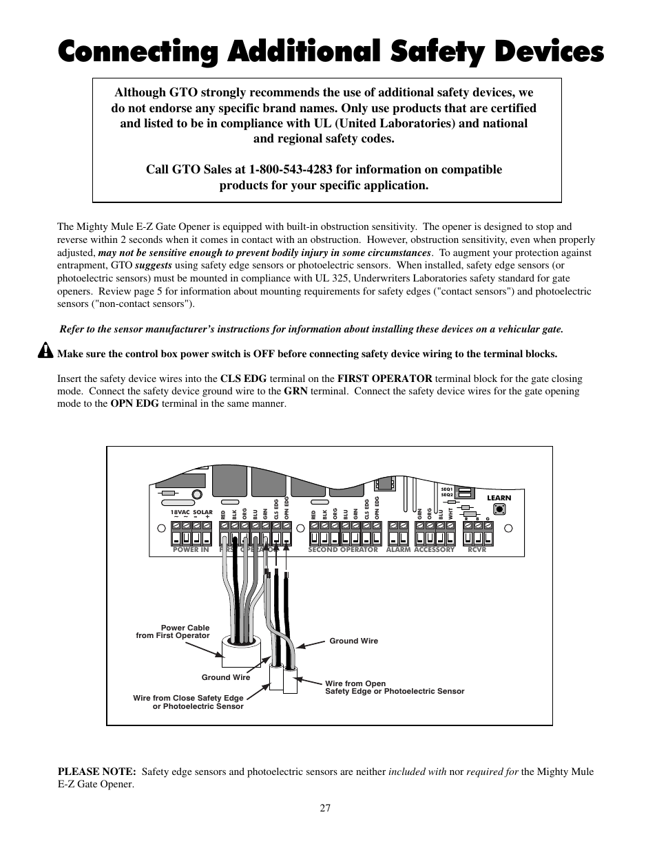 Connecting additional safety devices | Mighty Mule FM700 User Manual | Page 31 / 42