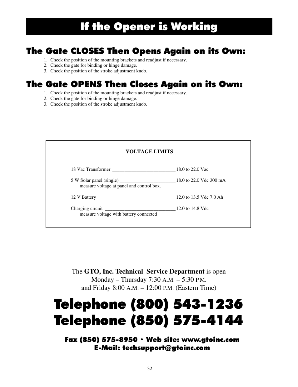 If the opener is working, The gate closes then opens again on its own, The gate opens then closes again on its own | Mighty Mule FM700 User Manual | Page 36 / 42