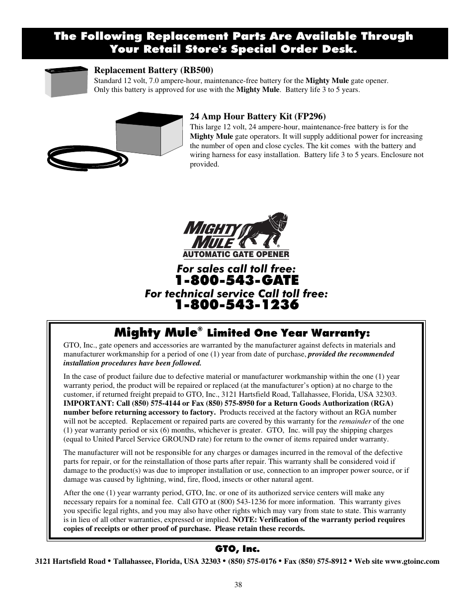 Mighty mule | Mighty Mule FM700 User Manual | Page 42 / 42