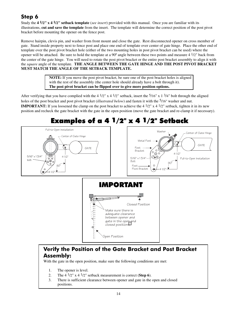 Important, Examples of a 4, Setback | Step 6 | Mighty Mule FM702 User Manual | Page 18 / 44