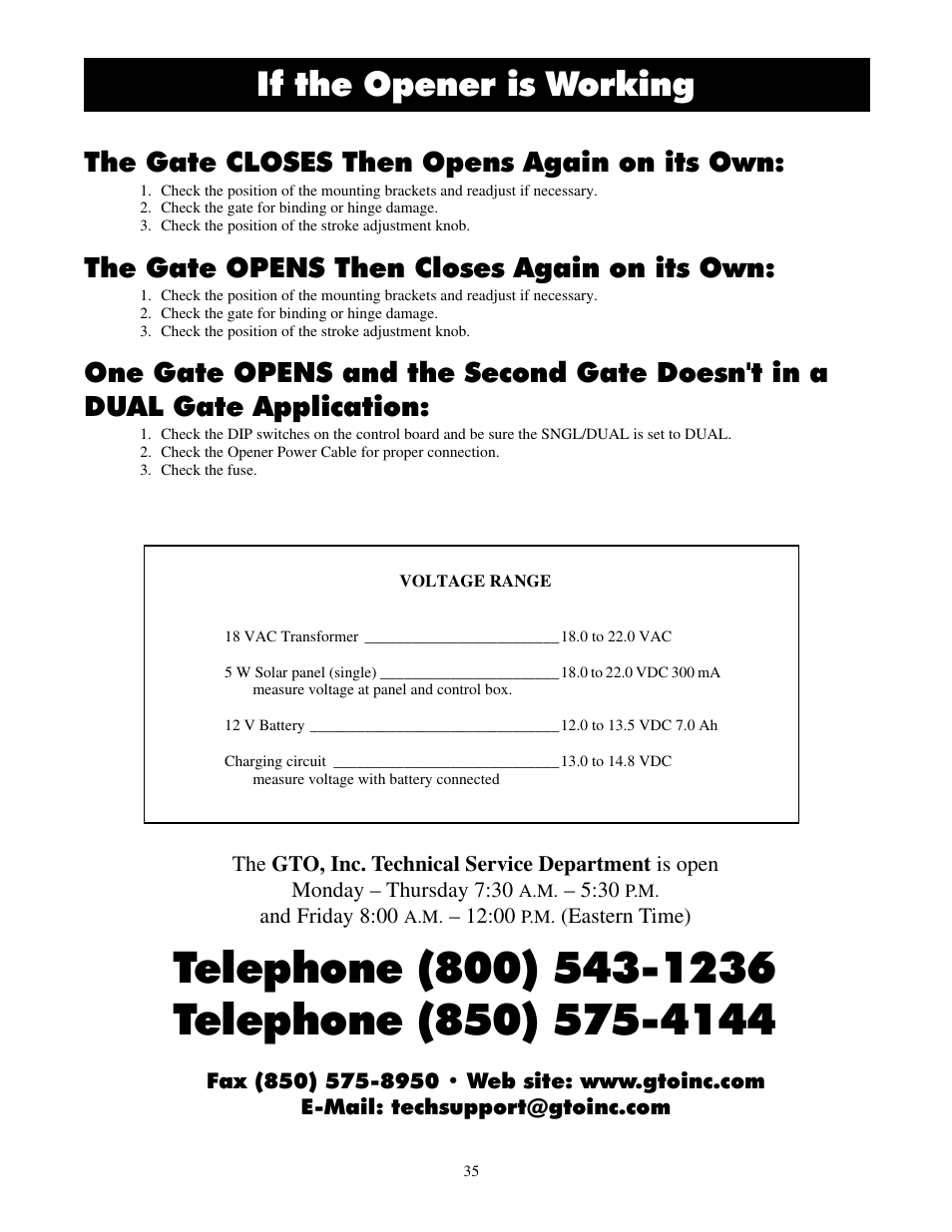 If the opener is working, The gate closes then opens again on its own, The gate opens then closes again on its own | Mighty Mule FM702 User Manual | Page 39 / 44