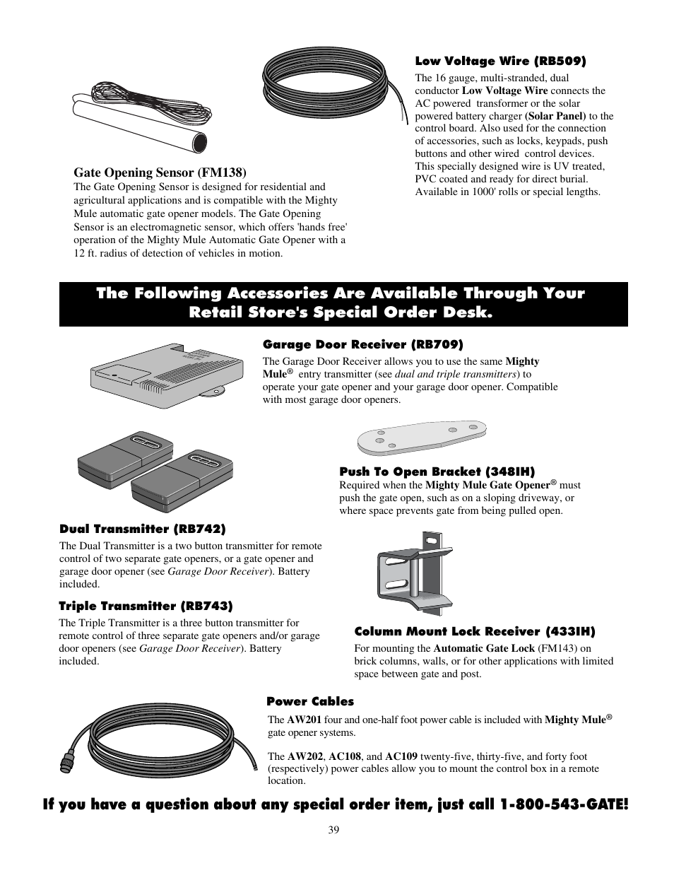 Gate opening sensor (fm138) | Mighty Mule FM702 User Manual | Page 43 / 44