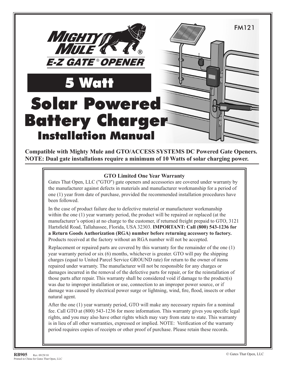 Mighty Mule FM121 User Manual | 4 pages