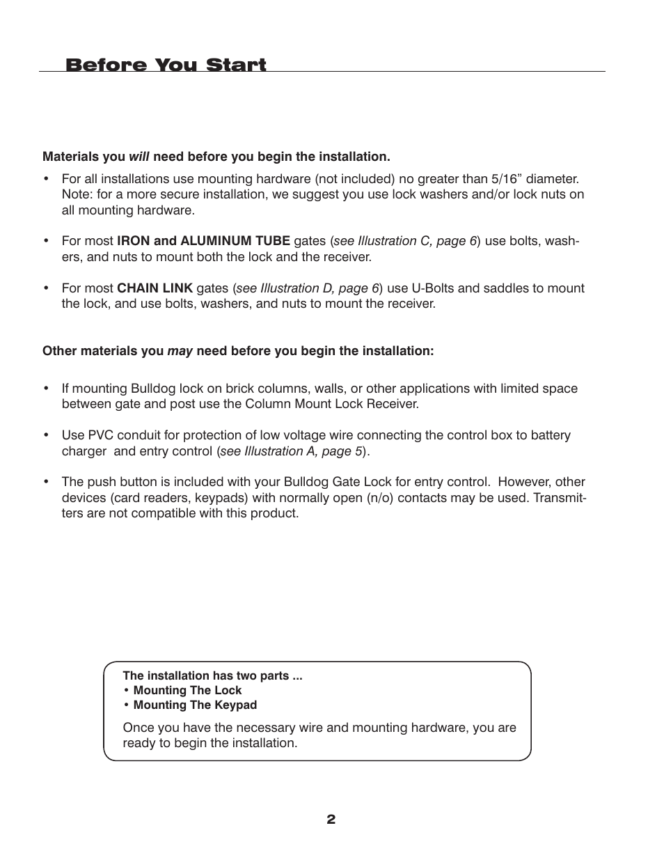 Before you start | Mighty Mule FM145 User Manual | Page 2 / 10