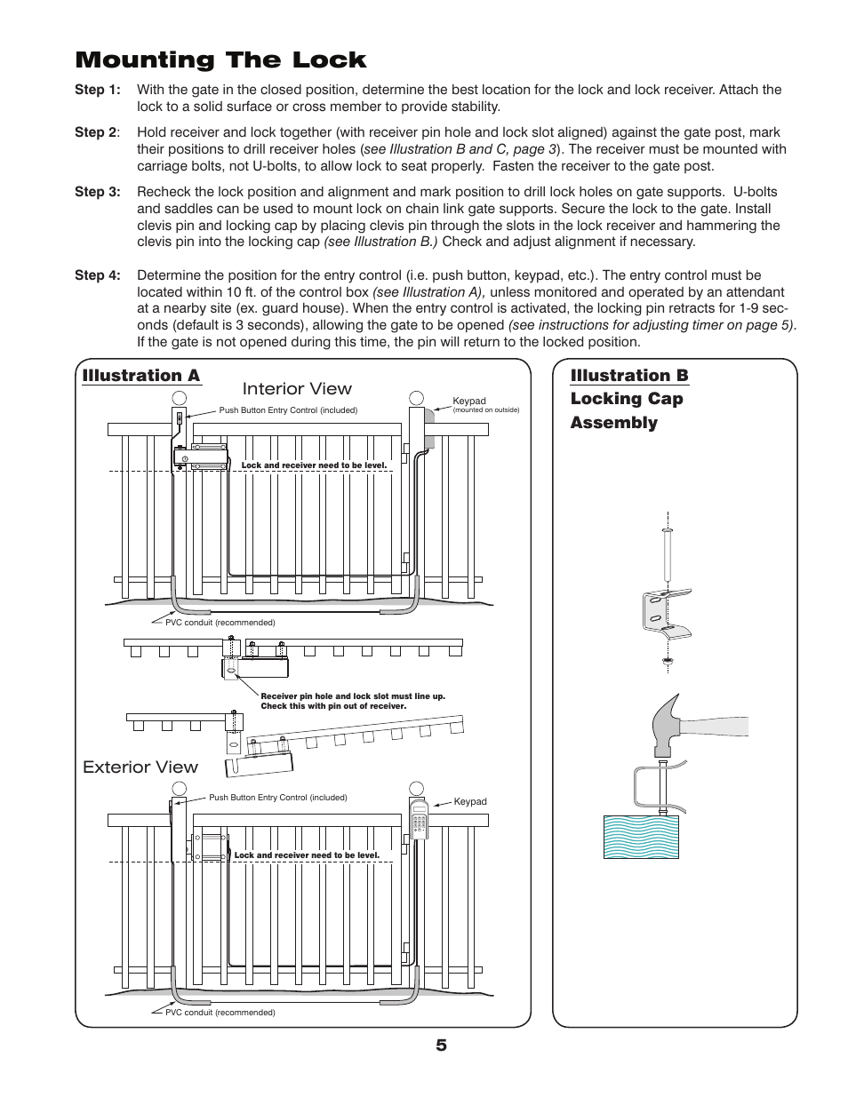 Mounting the lock | Mighty Mule FM145 User Manual | Page 5 / 10