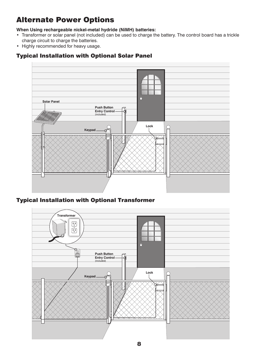 Alternate power options | Mighty Mule FM145 User Manual | Page 8 / 10