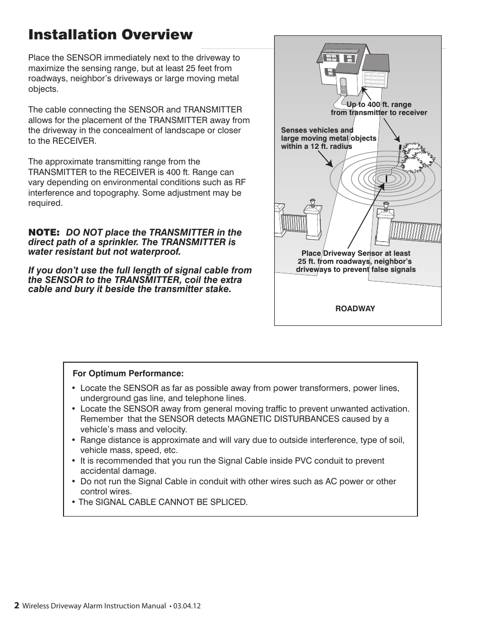 Installation overview | Mighty Mule FM131 User Manual | Page 2 / 8