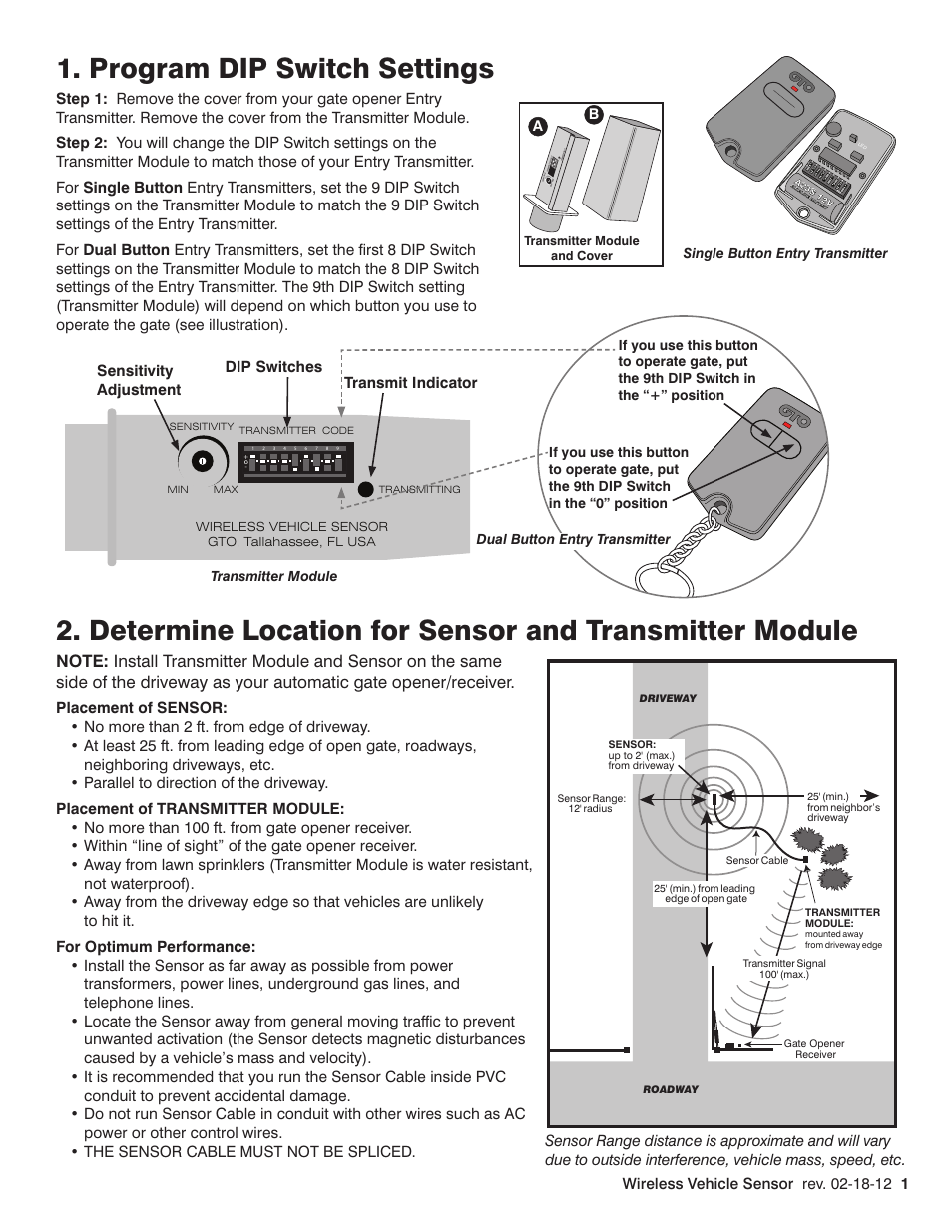 Program dip switch settings | Mighty Mule FM130 User Manual | Page 3 / 8