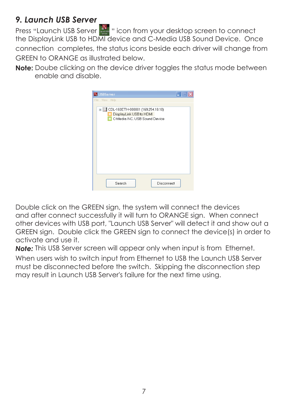 Launch usb server | Cypress CDL-160ETH User Manual | Page 11 / 28