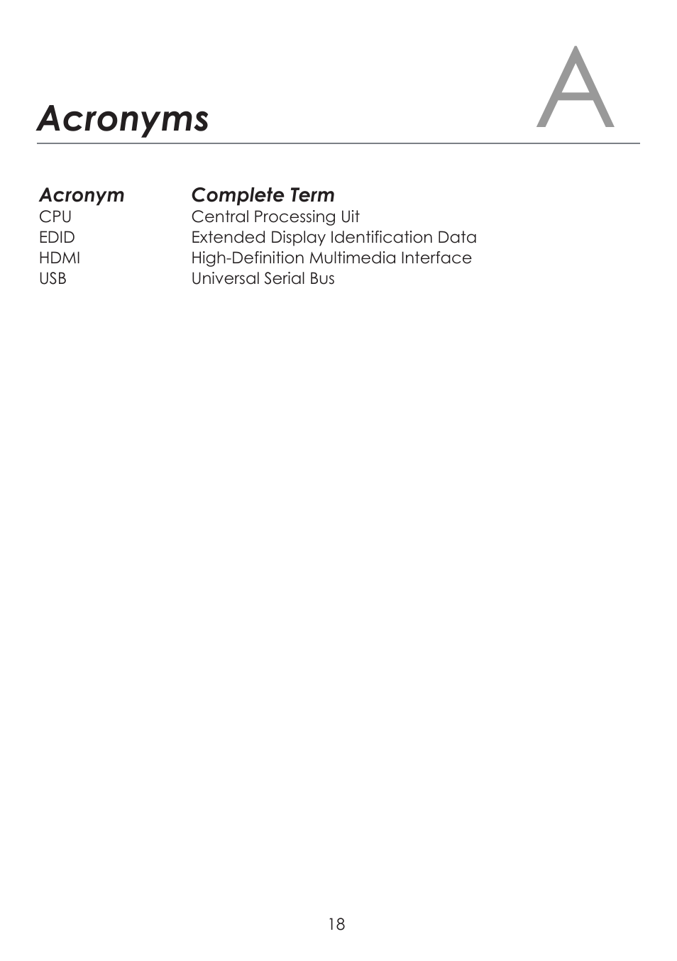 Acronyms | Cypress CDL-160ETH User Manual | Page 22 / 28